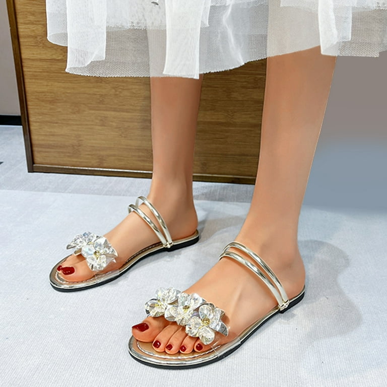 Silver flat cheap sandals size 12