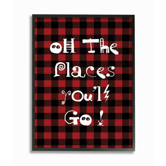 Stupell Oh The Places You Will Go Typography Framed Giclee Texture Art 16 x 20