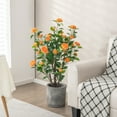 thumbnail image 3 of Topbuy 40” Artificial Camellia Tree in Cement Pot Greenery Potted Plant, 3 of 10