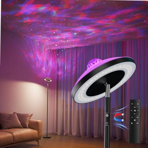 3-in-1 Floor Lamp with RGB Aurora Galaxy Star Projector White