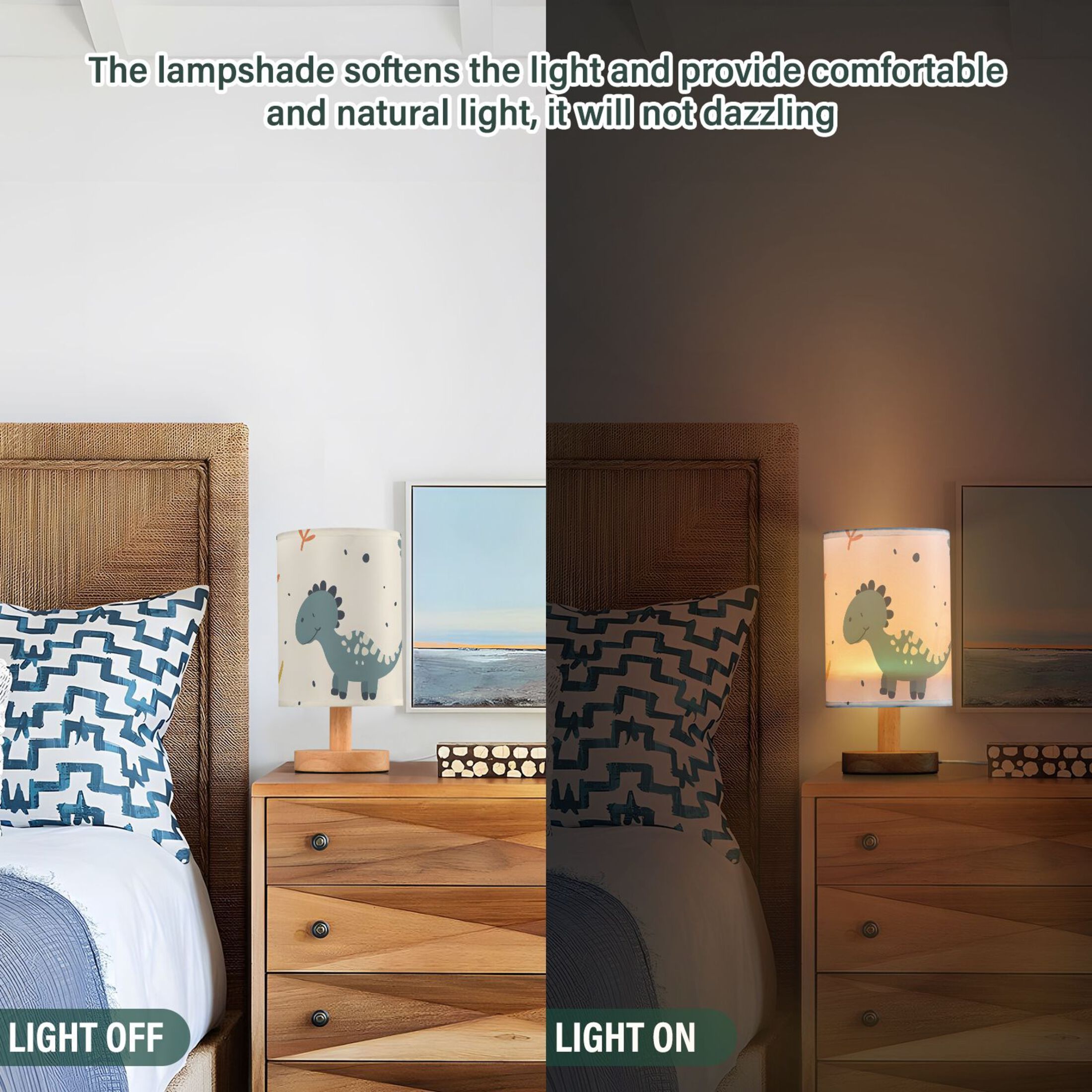 Colorful Dinosaurs Leaves Table Lamp with USB Port LED Warm Light Lamp Night Light Home Decor