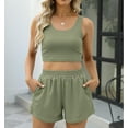 thumbnail image 2 of SMZ Two Piece Summer Outfits 2 Piece Sets 2025 Sleeveless Matching Lounge Crop Top High Waisted Short, 2 of 4