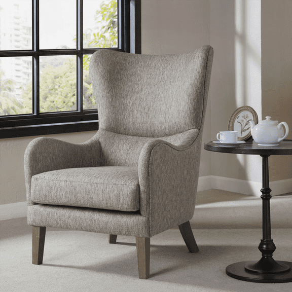 Arianna Swoop Wing Chair - 1-Piece Solid Wood with Backrest