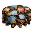 thumbnail image 4 of Fall Pumpkins Leaves and Flowers Pattern Round Tablecloth 60" X 60",Wrinkle Wipeable Table Cloth for Kitchen Dining Room Picnic Patio Party, 4 of 6