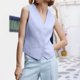 thumbnail image 2 of Camiseta sin mangas con cuello en V estilo informal Top sin mangas para mujer Top corto traje de trabajo de oficina, 2 of 9