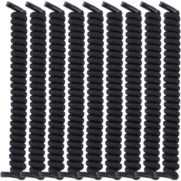 8 Pairs Curly No Tie Shoelaces Black Elastic Replacement Sneakers Spring Shoe Laces Sun String Visor Cord for Foam Sun Hat Sports Shoes