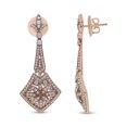 thumbnail image 3 of 18K Rose Gold 1 1/3 Cttw Diamond Studded Fleur De Lis Trellis Style Drop and Dangle Earring (F-G Color, VS1-VS2 Clarity), 3 of 6