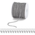 thumbnail image 1 of Rollo de cadena de joyería para fabricación de joyas, cadenas de collar de acero inoxidable de 33 pies, 1 of 5