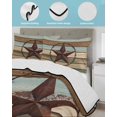 thumbnail image 4 of Quilts Twin XL Size, Teal Brown Farmhouse Soft Comforter Bedding Set for Bed, Country Texas Star Vintage Lightweight Quilted Bedspread with Pillow Cover(2 Pieces) for All Season, 68x98 Inch, 4 of 6