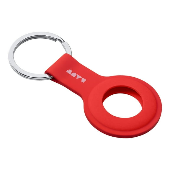 LAUT Huex Tag Airtag Case | Easy Grip Durable Silicone Case with Keyring | Crimson Red