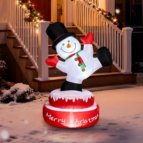 Matladin 5ft Christmas Inflatables Snowman Penguin, Christmas Yard Decoration with LED Lights, Built in Blower Stakes & Tethers