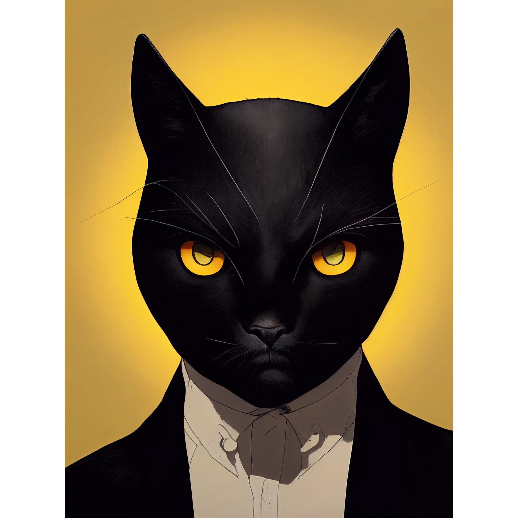 Le Chat Noir Black Cat Tuxedo Yellow Portrait Large Wall Art Poster ...