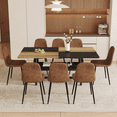 thumbnail image 2 of Newest 8-Piece Wood and Black Dining Table Set 71x35.4 inch with Storage and 8 Brown Tech Fabric Chairs with Black Metal Legs, 2 of 10