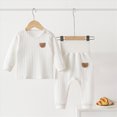 thumbnail image 2 of xaweyi Infant Baby Waffle Fall Outfits Solid Color Long Sleeve Sweatshirt Tops Pants Set Winter Clothes for Boys Girls, 2 of 6