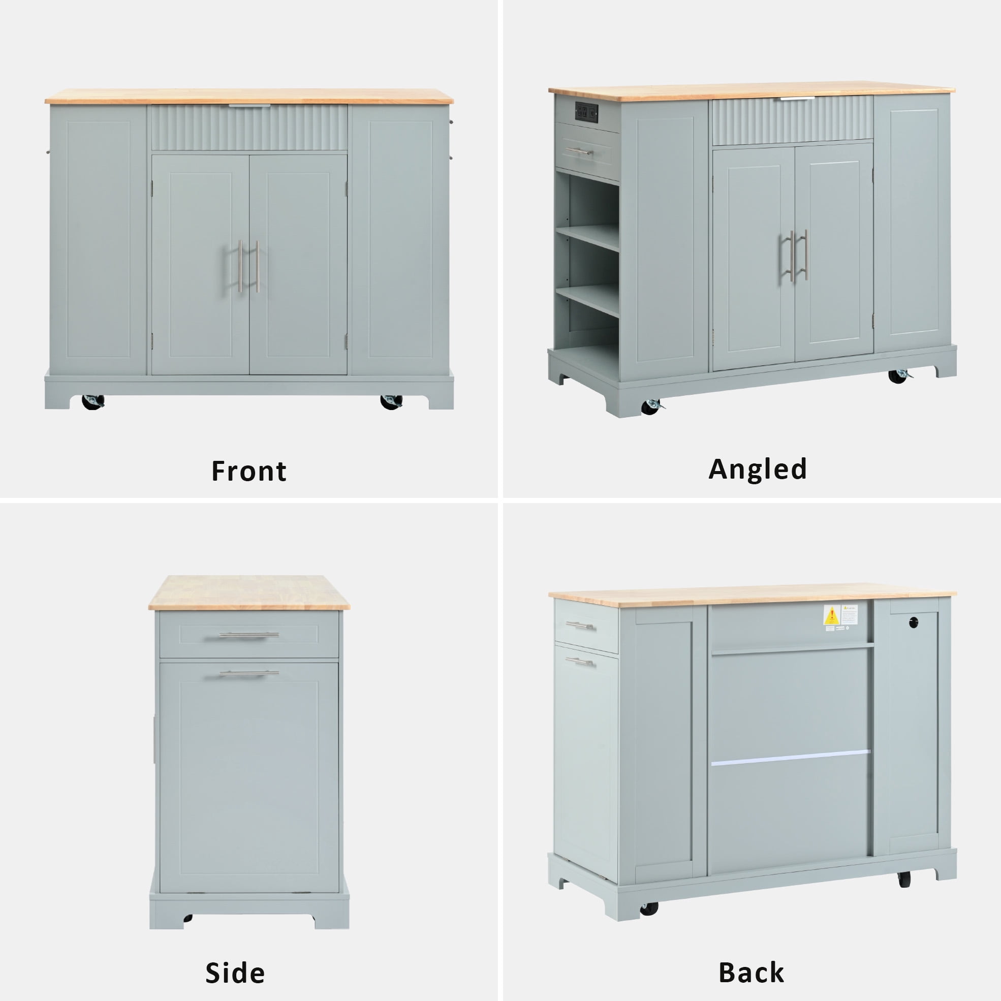 Homy Casa 48" Rolling Garage Cabinet, Drawers, Adjustable Shelves,Power Outlet, for Workshop, Grey Blue