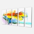 thumbnail image 2 of Marguerites Jaunes Roses Rouges Peintes à la Main - Grande Impression d'Art Floral sur Toile, 2 of 3