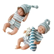 Fyeme 6 Inches Reborn Baby Dolls Silicone Full Body Mini Doll Sleeping Lifelike Kids Anti-stress, Realistic Rebirth Doll New Born Doll with Clothes