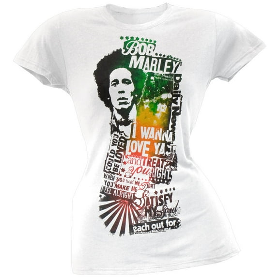 Bob Marley Women's Juniors Wanna Love Ya Short Sleeve T Shirt