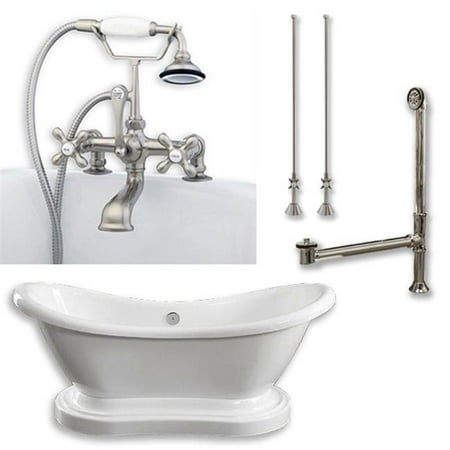 Acrylic Tub Package - Acrylic Double ended Slipper Tub with a Pedestal, W/ holes 6