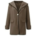 thumbnail image 4 of Scyoekwg Plus Size Womens Coats Solid Color Woolen Coat Casual Loose Long Sleeve Cardigan Jacket Winter Warm Coats Outerwear Khaki L(8), 4 of 5