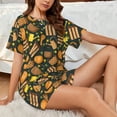 thumbnail image 4 of Sikiie Autumn Harvest Pumpkin Basket Womens Pajama Sets Short Sleeve Top With Pants Sleepwear 2 Piece Lounge Set-Small, 4 of 6