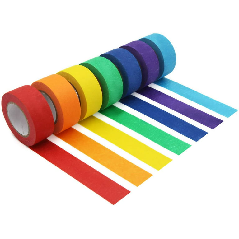 NOGIS 7 Rolls Colored Tape Rainbow Tape Writable Masking Tape Set with 7 Assorted  Colors for Craft, DIY, Color Coded, 1 Inch x 16 Yards 