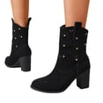 thumbnail image 4 of Willtoo Women's Cowboy Cowgirl Ankle Booties Western Stylish Faux Leather Low Heel Boots, 4 of 7