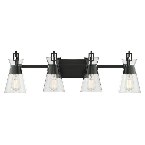 Lakewood 4-Light Bathroom Vanity Light in Matte Black