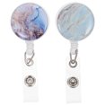 thumbnail image 1 of 2Pcs Retractable Badge Buckle Portable Badges Reel Marble Pattern Badge Reel ID Card Holder, 1 of 6