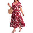 thumbnail image 3 of WellSize Plus Size Maxi Dresses for Women Casual V Neck Short Sleeve Floral Dress Summer Flowy Sundresses with Pockets, 3 of 8