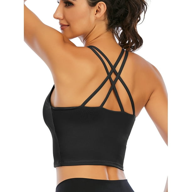 KOLCY Women Yoga Bra Tube Top Chest Pad Vest Without Steel Ring