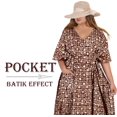 thumbnail image 5 of LA LEELA Women's Summer Batik Caftan Long Loungewear Dashiki House Dress with Pockets Sleepwear for Women Nightgown 1X-2X Brown, Checks, 5 of 5