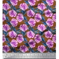 thumbnail image 1 of Soimoi Brown Cotton Voile Fabric Leaves & Begonia Floral Print Fabric by the Yard 56 Inch Wide, 1 of 3