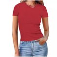 thumbnail image 2 of Eres Más Que una Camisa de Puntuación de Prueba Sexy de Manga Corta Lentejuelas Suelta Camisa de Blusa con Cuello en V, Poliéster, 2 of 6