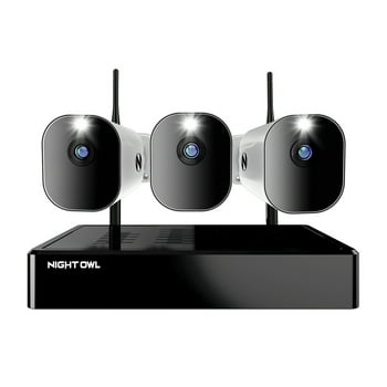 Night Owl 10 Channel 4K Wi-Fi NVR with 1TB Hard Drive and 3 Wire Free (Battery) 1080p HD Spotlight Cameras
