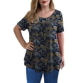 thumbnail image 2 of VERABENDI Women's Plus Size Tunic Tops Short Sleeve Casual Lace Pleated Shirts Summer Blouses,M-4XL, 2 of 4