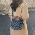 thumbnail image 4 of Hfppkn Star Print Denim Crossbody Handbag Y2K Multi-Pocket Shoulder Purse for Daily Use 23x10x18cm Blue, 4 of 7