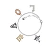 thumbnail image 2 of Delight Jewelry Silvertone Caduceus - MA Multi-Colored Crystal Love Charm Bracelet, 2 of 5
