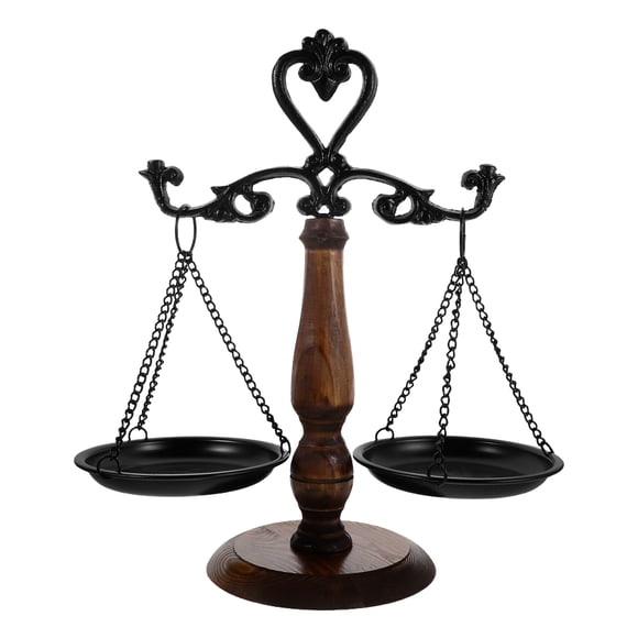 FONWILYO Retro Black Cast Iron Balance Scale Ornament Vintage Style Justice Statue