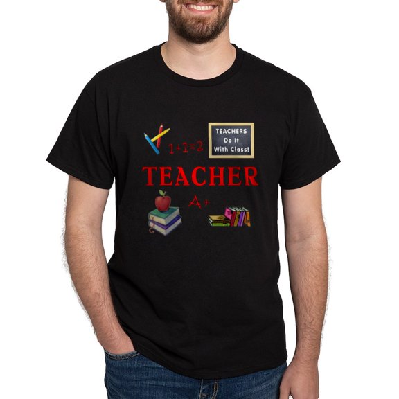CafePress - Teachers Do It With Class Dark T Shirt - Men's Classic Graphic Cotton T-Shirt