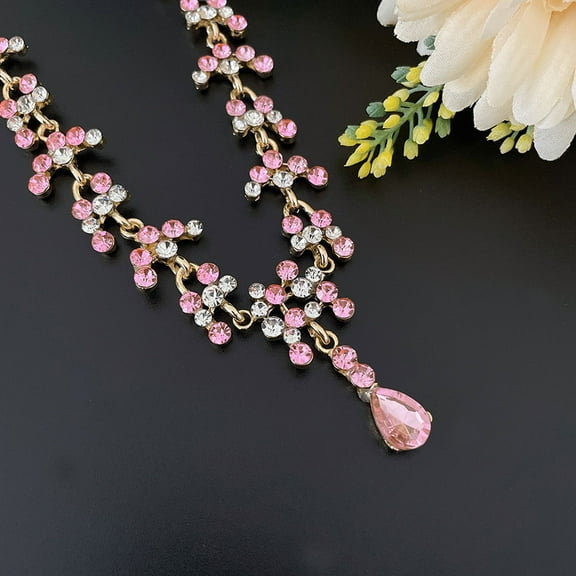 Masteelf 1 Set Women Necklace Earrings Bride Delicate Rhinestone Necklace Jewelry Gift