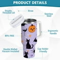 thumbnail image 2 of Yayeee 40oz Stainless Steel Tumbler with Straw and Handle Double-Wall Insulated Travel Water Bottle, Purple Halloween Pumpkin, 2 of 8