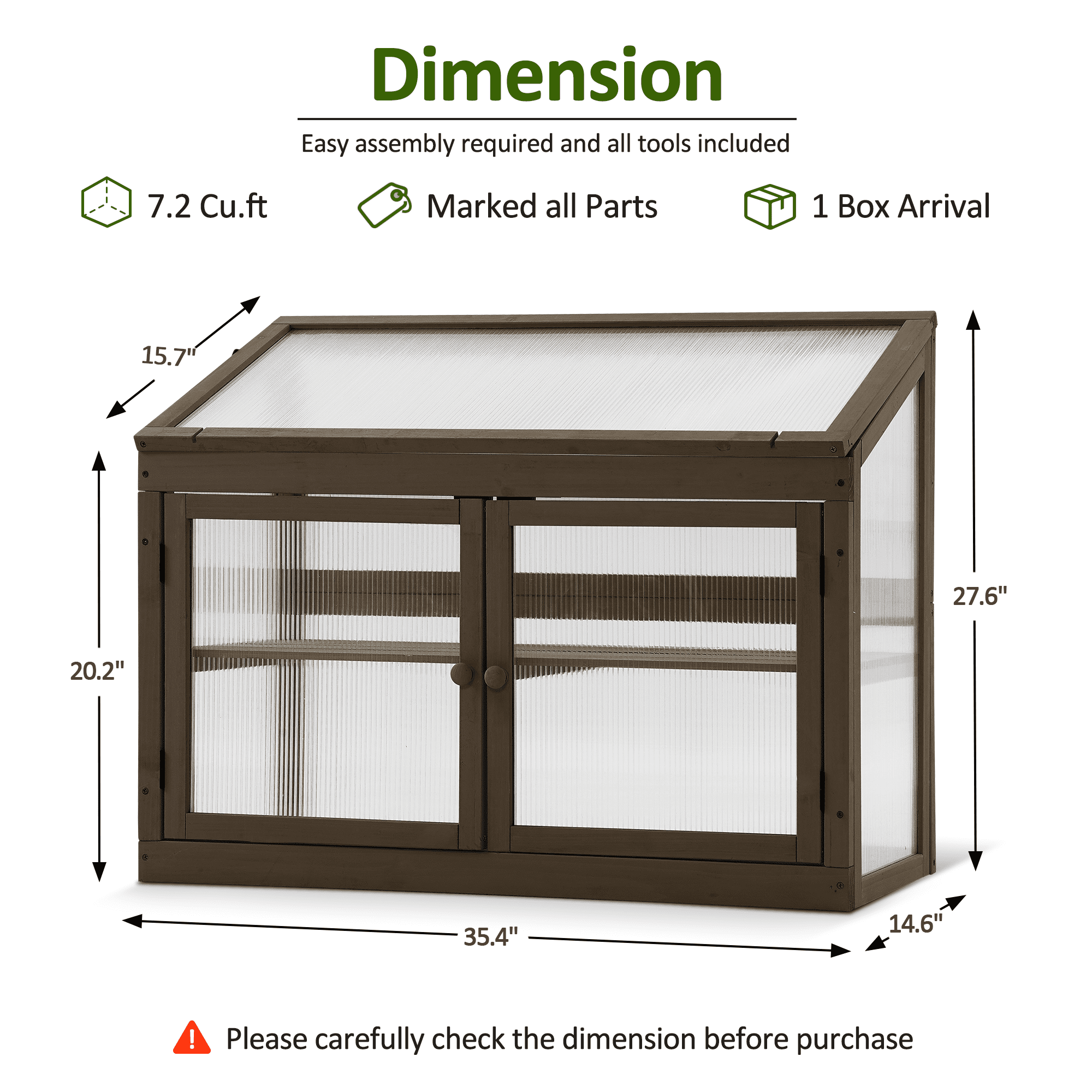 Mcombo 2-Tier Wooden Cold Frame Garden Greenhouse Raised Flower Planter Shelf Bed Protection 0160