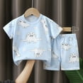 thumbnail image 2 of Zanarzt Toddler Boys Casual Outfit Sets Toddler Baby Boy Summer Outfit Short Sleeve Print T Shirt Top and Casual Shorts Set Cute Clothes Light Blue,18-24 Months, 2 of 4