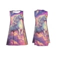 thumbnail image 7 of Naloa Colorful Cloud White Horse Print Women's Summer Spring Casual Beach Sundress,Vacation Sleeveless Tank Crewneck Loose Dresses, 7 of 7