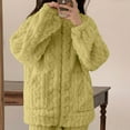 thumbnail image 5 of Sriper Fleece Pajama Sets for Women 2 Piece Winter Fuzzy Homewear Outfits Zip Up Long Sleeve Thermal Sleepwear Tops Soild Color Warm Nightwear Textured Elastic Waist Long Pants Ladies Loungewear, 5 of 5
