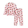 thumbnail image 2 of Wukai Strawberry Floral Print Women's Pajama Set - Soft Long Sleeve Sleepwear for Comfort and Style-Small, 2 of 9