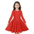 thumbnail image 4 of Cowsor Girls' Solid Color A-Line Dress – Long Sleeve (4-14Y), 4 of 7