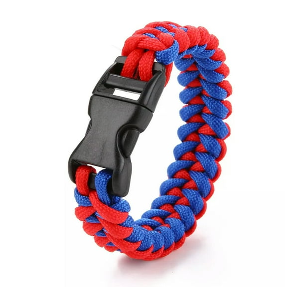 HOOUN New Paracord Parachute Cord Emergency Survival Fishbone Bracelet Red-Blue