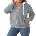 thumbnail image 1 of Womens Full Zip Up Sherpa Hoodie Fuzzy Fleece Jacket Oversized Fluffy Coat with Pockets, 1 of 9